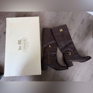 Coach Women’s Leather Riding Boots Sapphire BROWN Size 8.5